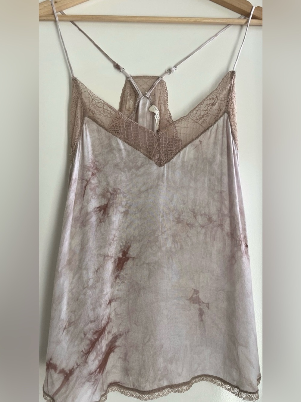 lovestitch Mauve Tie-Dye Lace Trim Satin Y2K Camisole